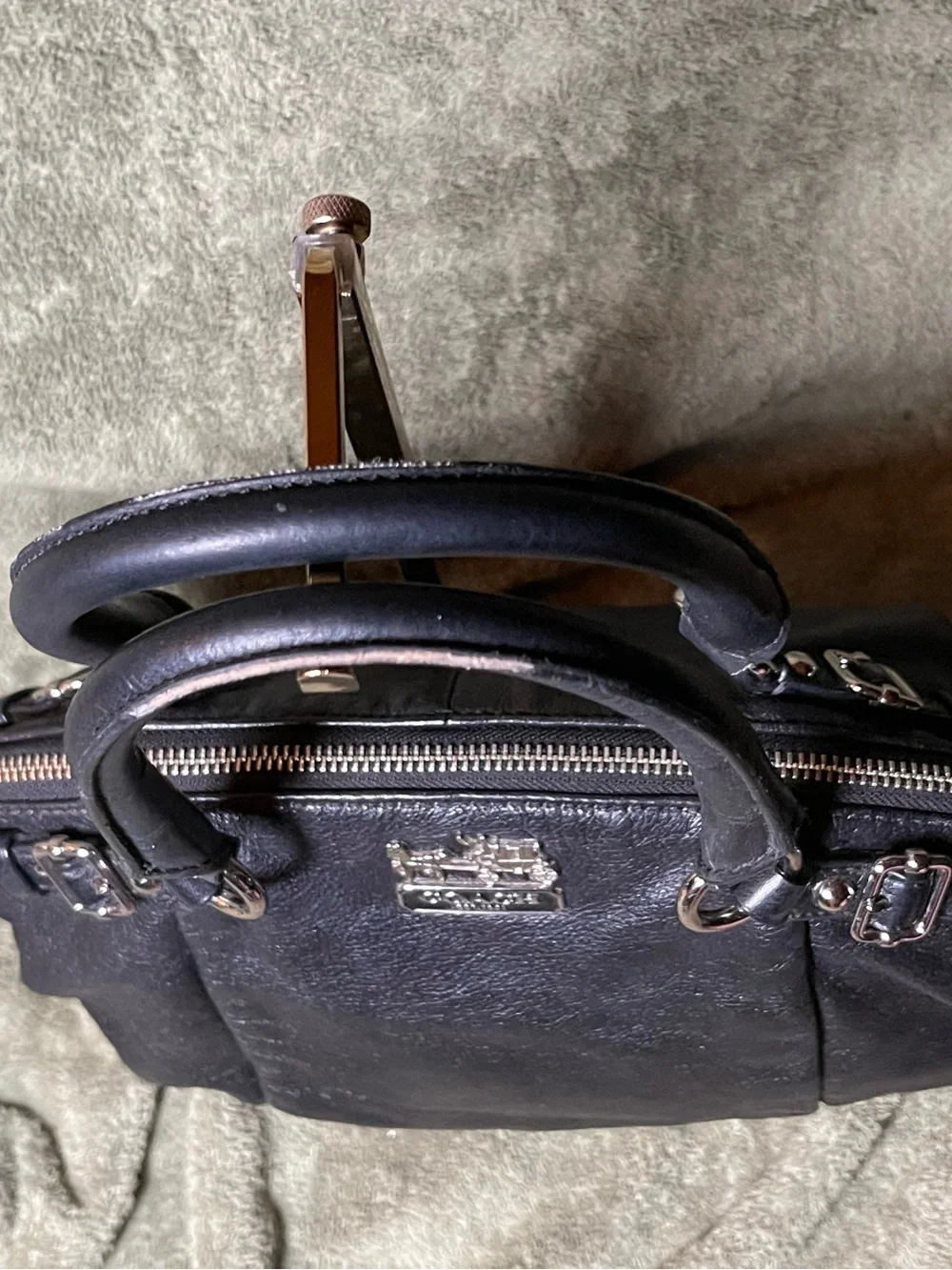 COACH Madison Sophia Black Leather Pleated Satchel Handbag Bag 18609